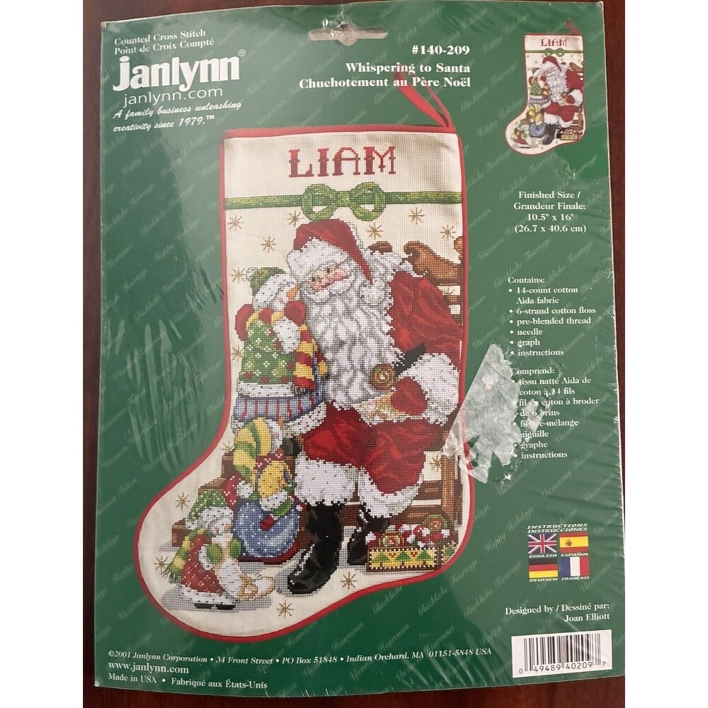 Janlynn Santa Christmas Stocking Cross Stitch Kit 140-208 New